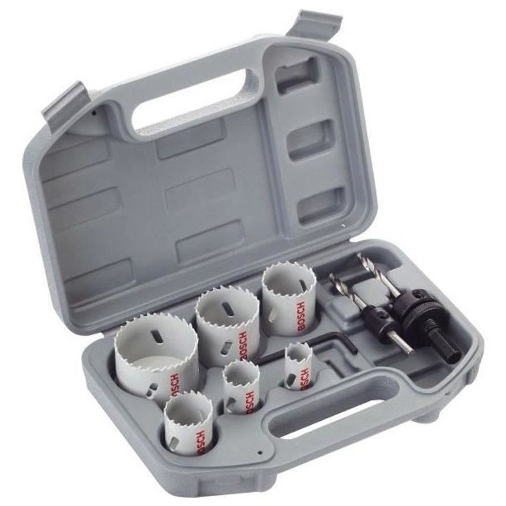 Coffret de 9 pieces de scies trépans bimétal HSS pour électricien - BOSCH Coffret de 9 pieces de scies trépans bimétal HSS pour électricien - BOSCH