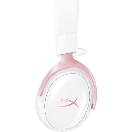 Casque Gamer Sans Fil HyperX Cloud III S Wireless blanc & rose pour PC Mac PS5 mobiles Switch avec adaptateur USB-C et câble US
