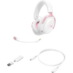 Casque Gamer Sans Fil HyperX Cloud III S Wireless blanc & rose pour PC