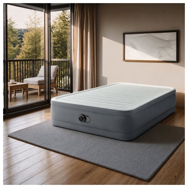 Matelas gonflable INTEX - 64906ND - PremAire Large - 2,03 x 1,52 x 0,46 m - 2 personnes - Intérieur - Gonflage électrique int