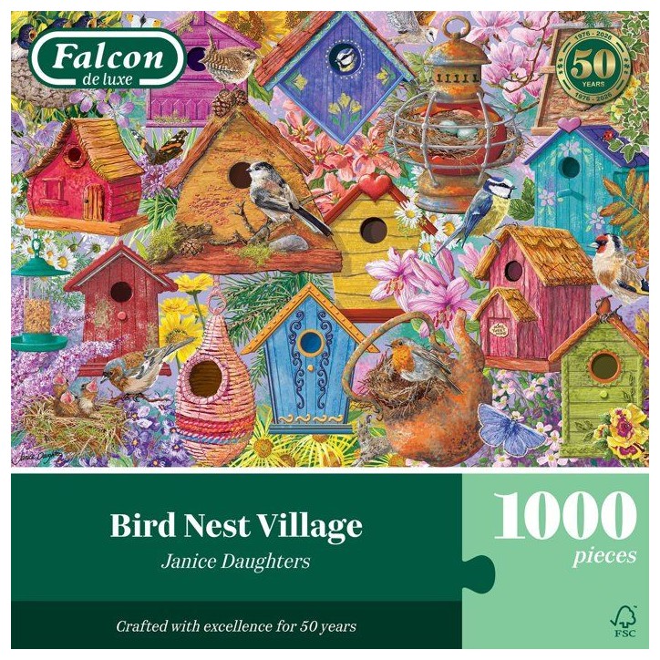 Puzzle - JUMBO - FALCON - Bird Nest Village - 1000 pieces - Des 12 ans