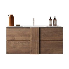 Meuble suspendu - vasque - 2 tiroirs - L100 x H53 x P47cm - Coloris ch
