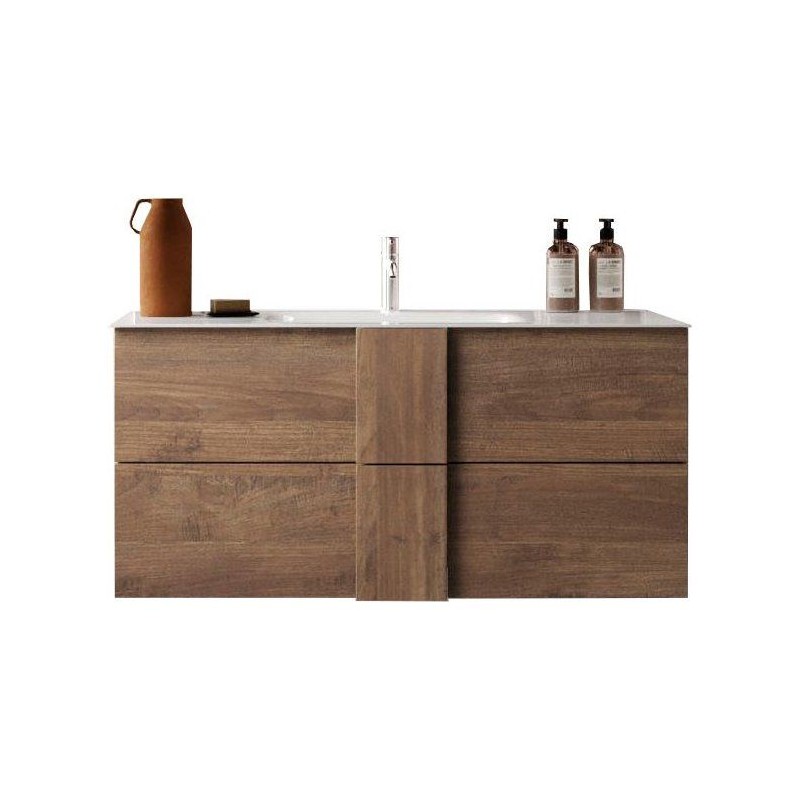 Meuble suspendu - vasque - 2 tiroirs - L100 x H53 x P47cm - Coloris ch