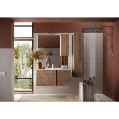 Meuble suspendu avec vasque - 2 tiroirs - L180 x H53 x P47cm - Coloris