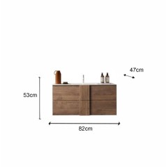 Meuble suspendu avec vasque - 2 tiroirs - L180 x H53 x P47cm - Coloris