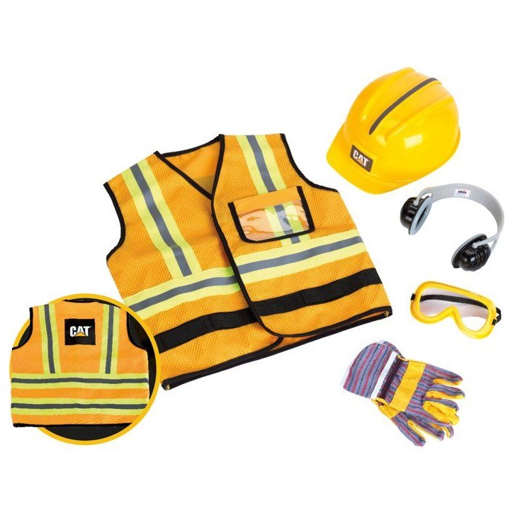 Gilet d'ouvrier de chantier - KLEIN - 3224 - Caterpillar avec accessoires - Jouet d'imitation bricolage - Des 3 ans