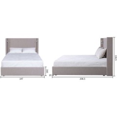 Lit coffre - STAN 1 - 140 x 190 cm - Tissu beige texturé - Tete de li