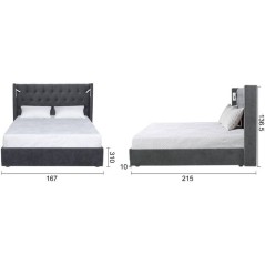 Lit coffre adulte - STAN 4 - 160 x 200 cm - Tissu velours gris foncé