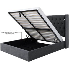 Lit coffre adulte - STAN 4 - 160 x 200 cm - Tissu velours gris foncé