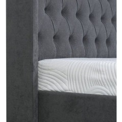 Lit coffre adulte - STAN 4 - 160 x 200 cm - Tissu velours gris foncé