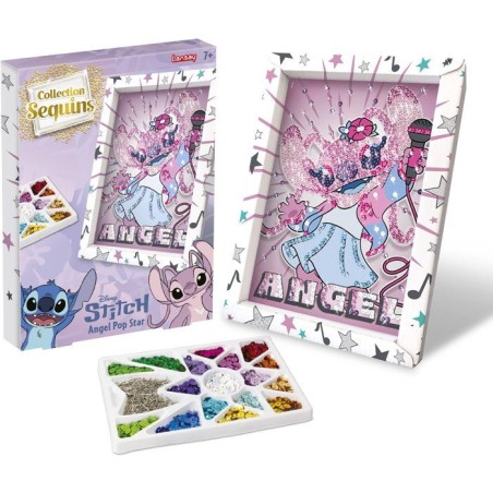 Jeu créatif - LANSAY - COLLECTION SEQUINS STITCH - ANGEL POP STAR - Cadre en bois et illustration - Des 7 ans