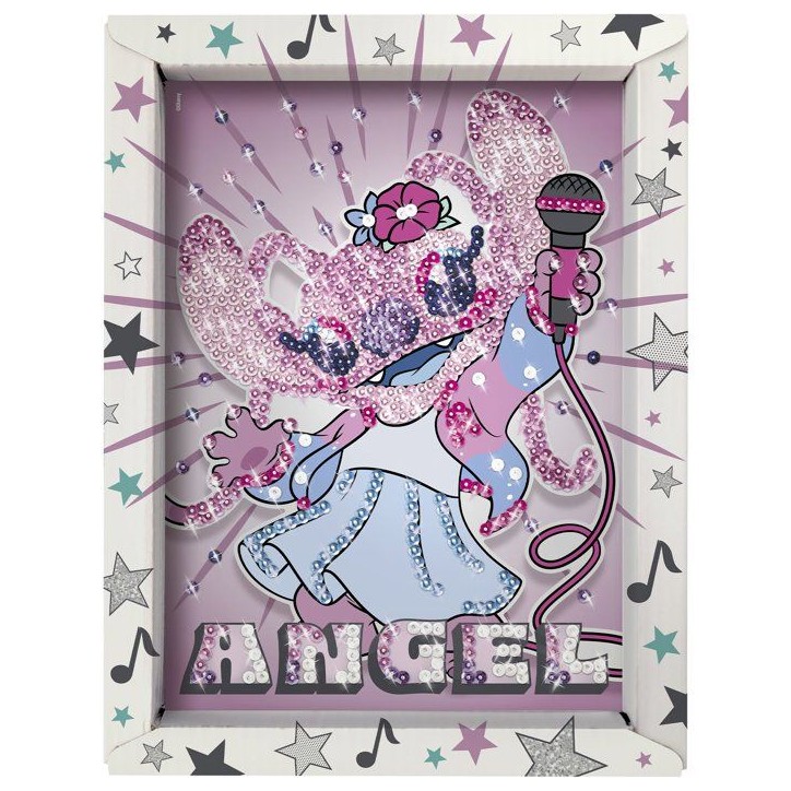 Jeu créatif - LANSAY - COLLECTION SEQUINS STITCH - ANGEL POP STAR - Cadre en bois et illustration - Des 7 ans