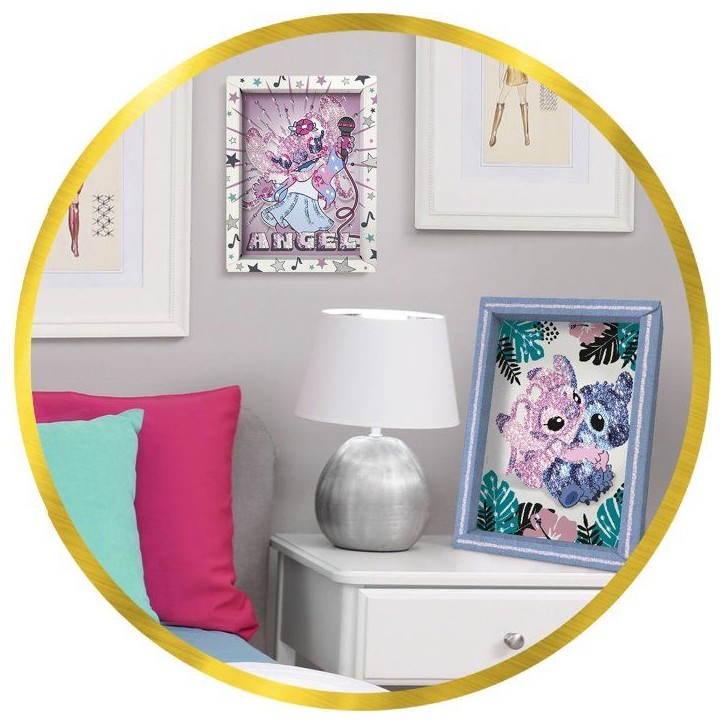 Jeu créatif - LANSAY - COLLECTION SEQUINS STITCH - ANGEL POP STAR - Cadre en bois et illustration - Des 7 ans