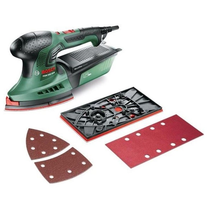 Ponceuse Multi Bosch - PSM 200 AES (Livrée avec 2 feuilles abrasives, Plateau de Ponçage et Coffret) Ponceuse Multi Bosch - PSM 200 AES (Livrée avec 2 feuilles abrasives, Plateau de Ponçage et Coffret)