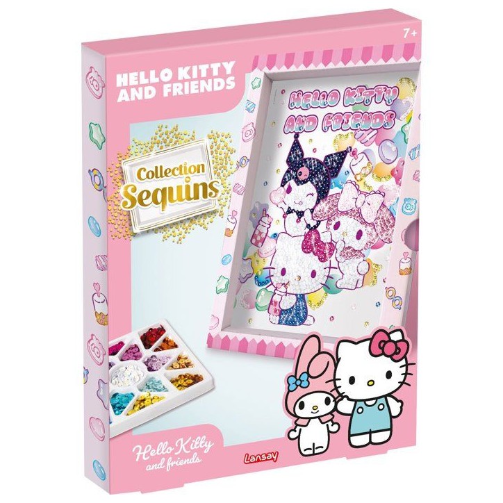 Jeu créatif - LANSAY - COLLECTION SEQUINS - HELLO KITTY & FRIENDS - Cadre en bois et illustration - Des 7 ans