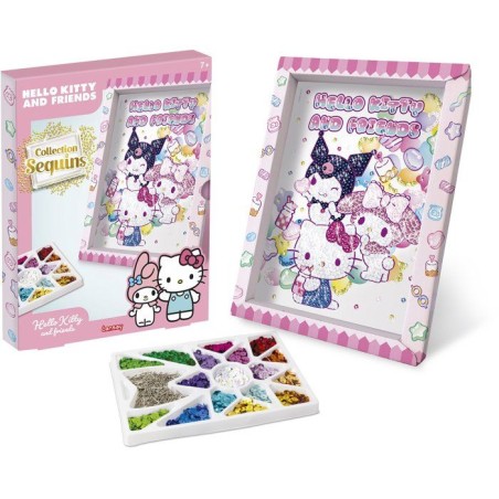 Jeu créatif - LANSAY - COLLECTION SEQUINS - HELLO KITTY & FRIENDS - Cadre en bois et illustration - Des 7 ans