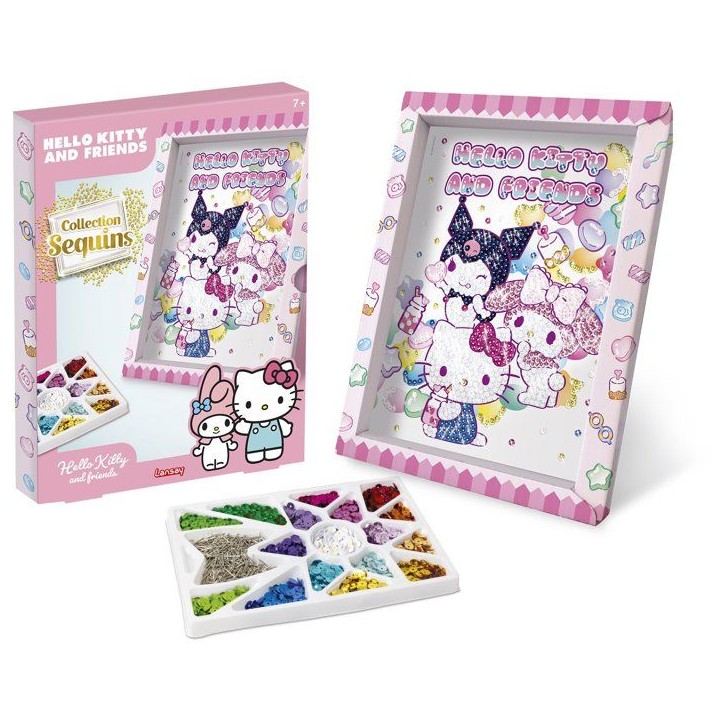 Jeu créatif - LANSAY - COLLECTION SEQUINS - HELLO KITTY & FRIENDS - Cadre en bois et illustration - Des 7 ans