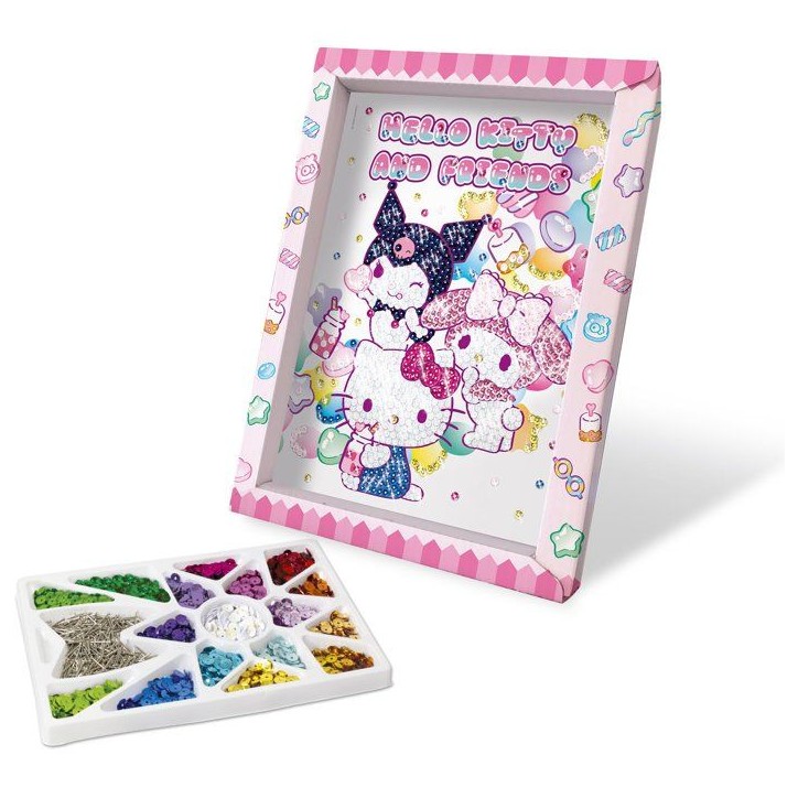 Jeu créatif - LANSAY - COLLECTION SEQUINS - HELLO KITTY & FRIENDS - Cadre en bois et illustration - Des 7 ans