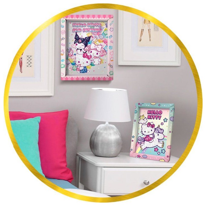 Jeu créatif - LANSAY - COLLECTION SEQUINS - HELLO KITTY & FRIENDS - Cadre en bois et illustration - Des 7 ans