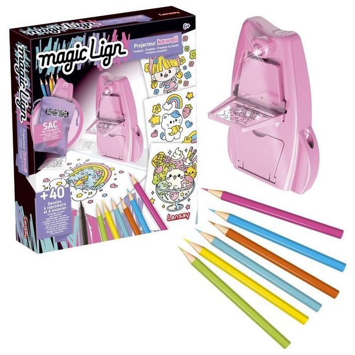 Loisir créatif - LANSAY - MAGIC LIGN - jeu de coloriage - PROJECTEUR POCKET KAWAII - Des 6 ans