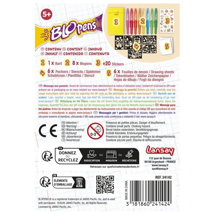 Loisir créatif - LANSAY - BLOPENS - jeu de coloriage - BARIL JARDIN FÉERIQUE - Des 5 ans