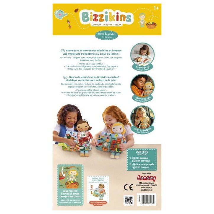Jeu d'éveil - LANSAY - BIZZIKINS - DANS LE JARDIN - Poupée éducative - Des 12 mois