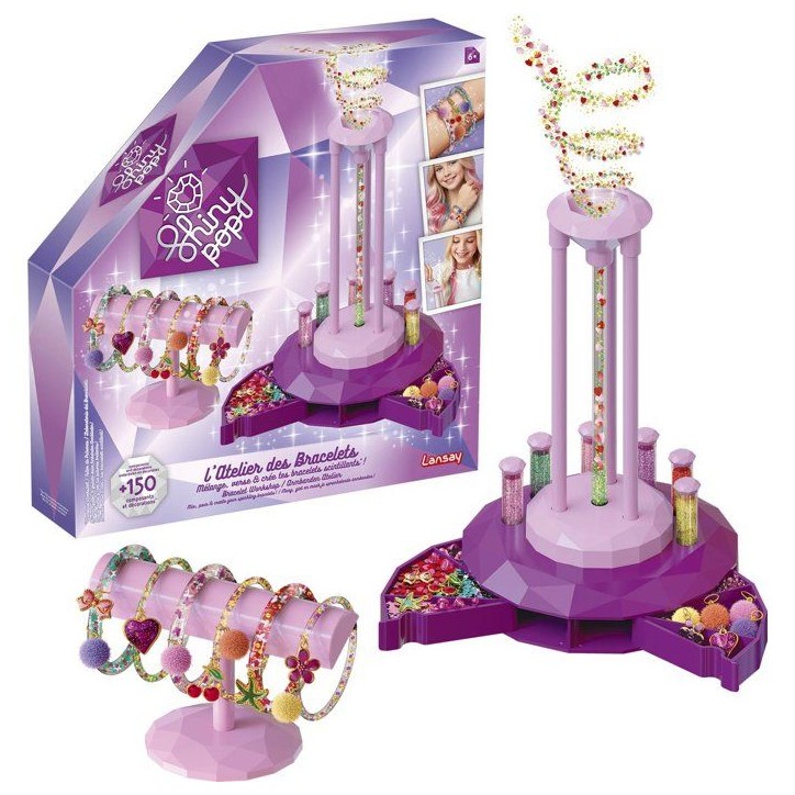 Loisir créatif - LANSAY - SHINY POP - Création bracelets - L'ATELIER DES BRACELETS - Présentoir bijoux - Des 6 ans