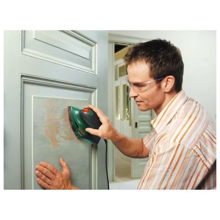 Ponceuse Multi Bosch - PSM 100 A (livrée dans un coffret en plastique avec 3 feuilles abrasives G80, G120 et G160) Ponceuse Multi Bosch - PSM 100 A (livrée dans un coffret en plastique avec 3 feuilles abrasives G80, G120 et G160)