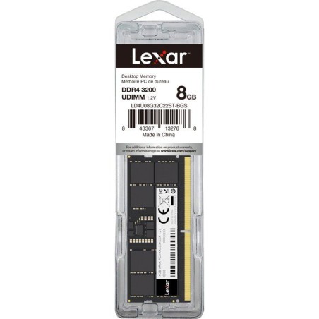 Barrette Mémoire - LEXAR - DDR4 8 Go - 288 PIN U-DIMM - 3200 MHz CL22 - 1.2 V - Blister