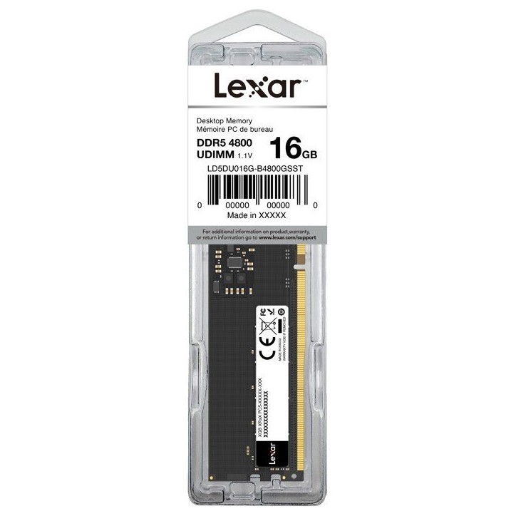 Barrette Mémoire - LEXAR - DDR5 32 Go - 262 PIN U-DIMM - 5600 Mbps CL46 - 1.1 V - Blister Barrette Mémoire - LEXAR - DDR5 32 Go - 262 PIN U-DIMM - 5600 Mbps CL46 - 1.1 V - Blister