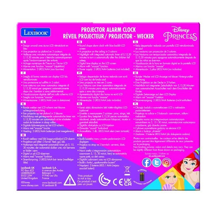 Réveil projecteur Disney Princesse Réveil projecteur Disney Princesse