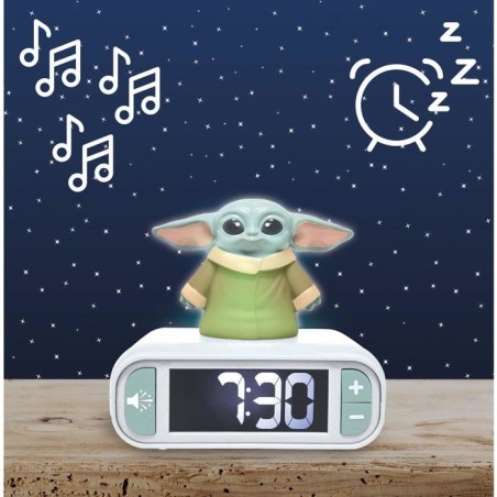 LEXIBOOK - Réveil veilleuse Grogu - Star Wars - Sons et mélodies, écran LCD rétro-éclairé et lumineux - Vert