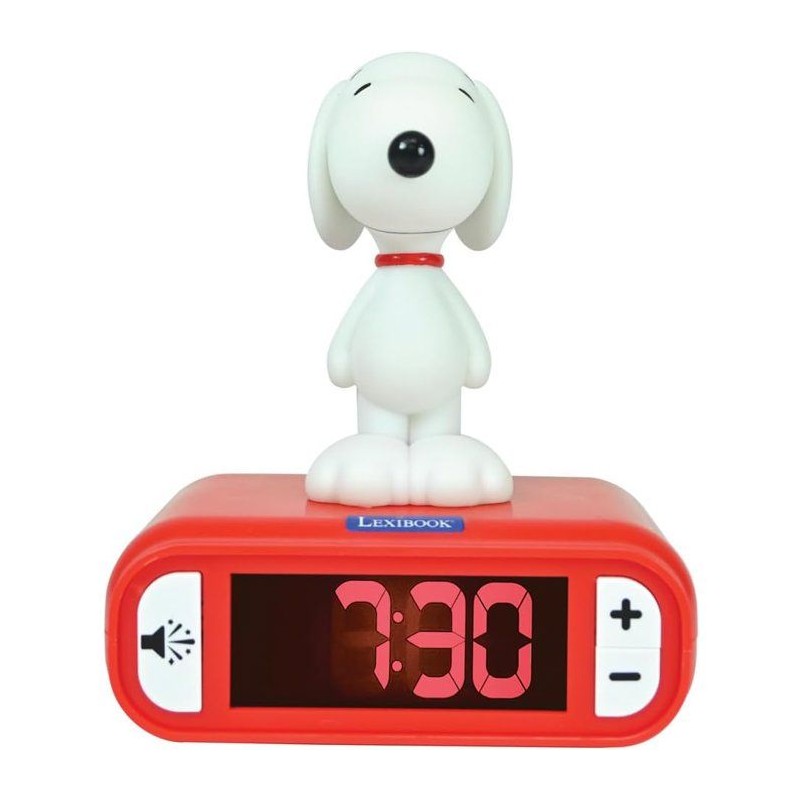 LEXIBOOK - Réveil veilleuse Snoopy - Sons et mélodies, écran LCD r