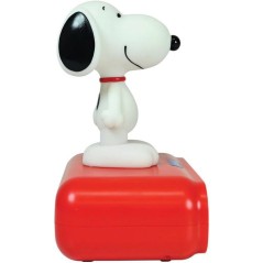 LEXIBOOK - Réveil veilleuse Snoopy - Sons et mélodies, écran LCD rétro-éclairé et lumineux - Blanc, Rouge
