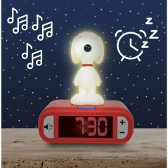 LEXIBOOK - Réveil veilleuse Snoopy - Sons et mélodies, écran LCD r