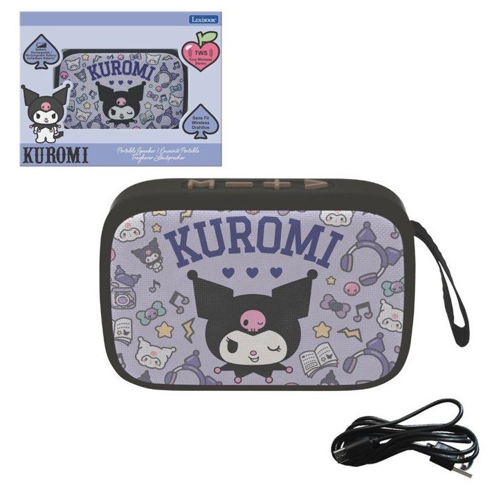 Kuromi Enceinte Bluetooth Portable - Lexibook - Sans fil - USB-C - Carte SD/TF - Batterie rechargeable Kuromi Enceinte Bluetooth Portable - Lexibook - Sans fil - USB-C - Carte SD/TF - Batterie rechargeable