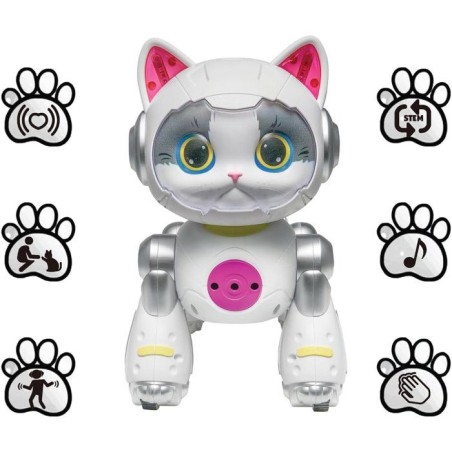 LEXIBOOK - Cyber Power Kitty – Mon fidele compagnon high-tech - Commande vocale télécommandé - Danse marche imite un vrai