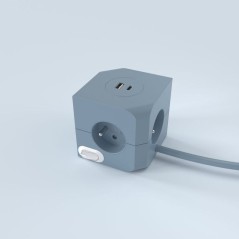 Cube multiprise avec double port USB - LINK2HOME - 4 prises secteur 16A - 2 ports USB - 3680 W max - Bleu