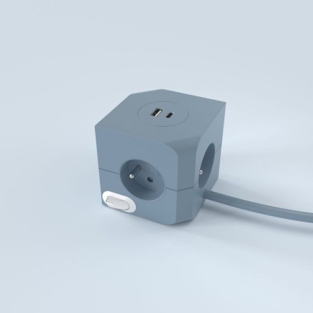 Cube multiprise avec double port USB - LINK2HOME - 4 prises secteur 16A - 2 ports USB - 3680 W max - Bleu
