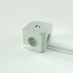 Cube multiprise avec double port USB - LINK2HOME - 4 prises secteur 16A - 2 ports USB - 3680 W max - Vert