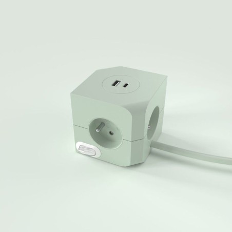 Cube multiprise avec double port USB - LINK2HOME - 4 prises secteur 16A - 2 ports USB - 3680 W max - Vert