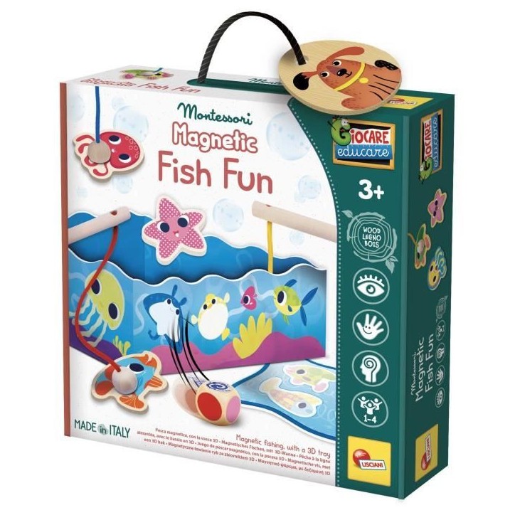 Peche a la ligne - Jeu Montessori - MONTESSORI BOIS - Peche Magnétique, Jeu de Patience