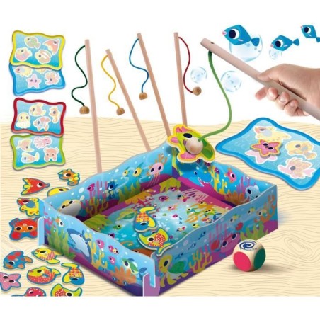 Peche a la ligne - Jeu Montessori - MONTESSORI BOIS - Peche Magnétique, Jeu de Patience