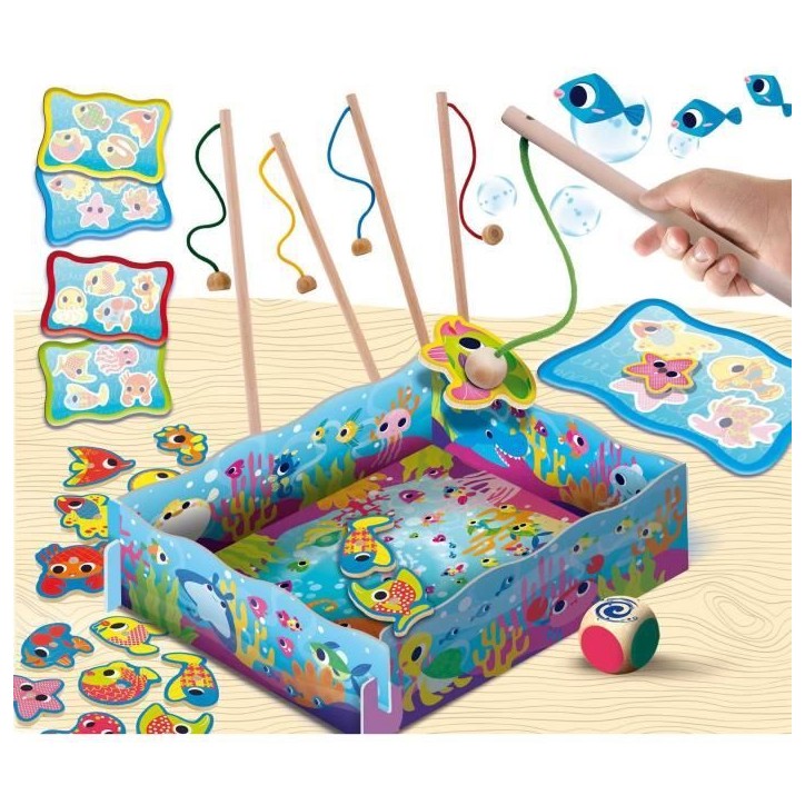 Peche a la ligne - Jeu Montessori - MONTESSORI BOIS - Peche Magnétique, Jeu de Patience
