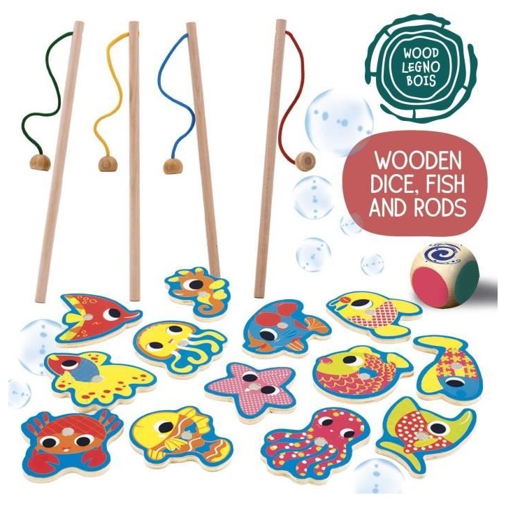 Peche a la ligne - Jeu Montessori - MONTESSORI BOIS - Peche Magnétique, Jeu de Patience