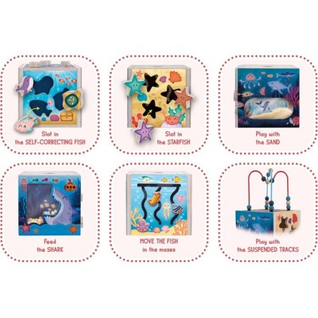 Jouer et Apprendre Cube Sensoriel - Cube multi-activités - LISCIANI - Univers marin