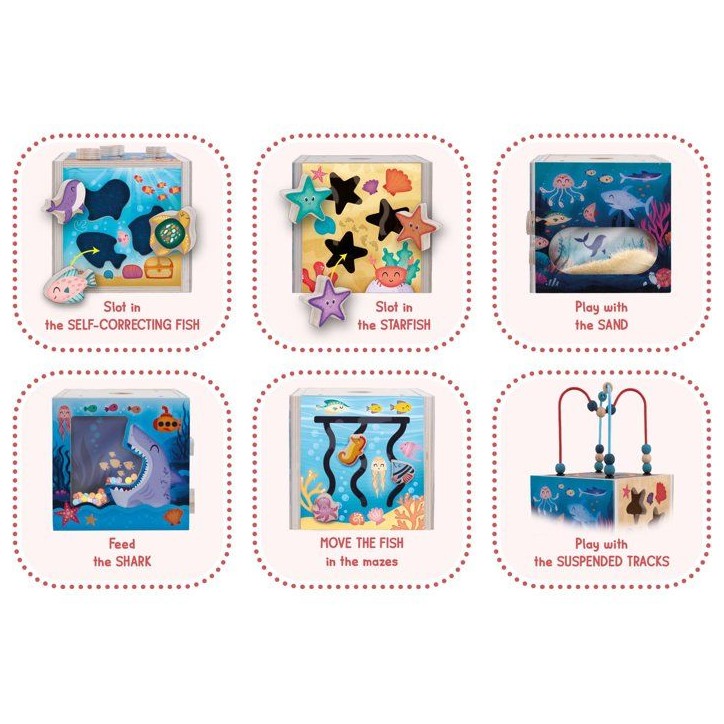 Jouer et Apprendre Cube Sensoriel - Cube multi-activités - LISCIANI - Univers marin