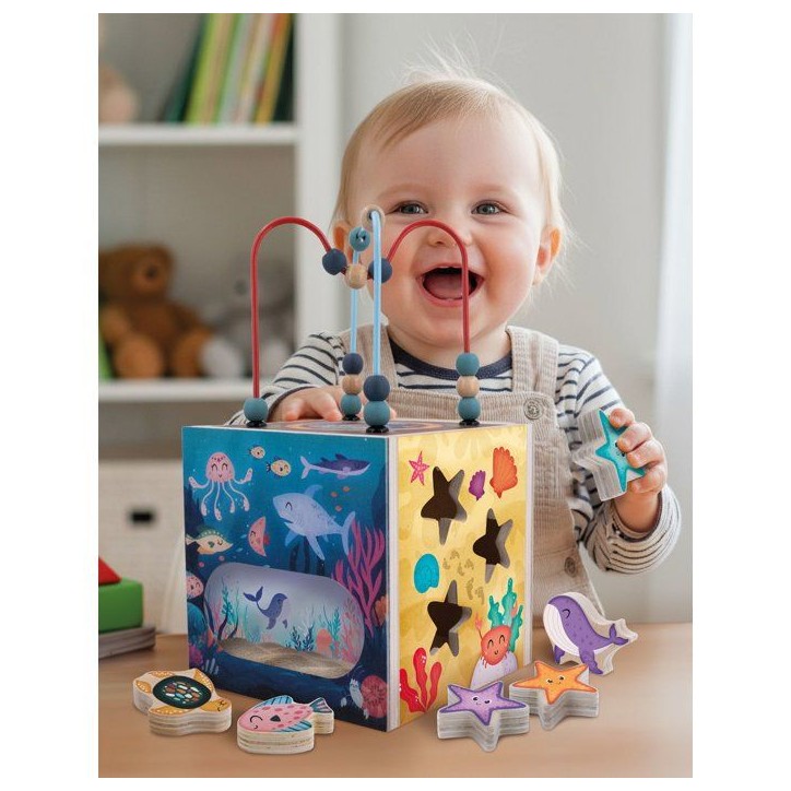 Jouer et Apprendre Cube Sensoriel - Cube multi-activités - LISCIANI - Univers marin