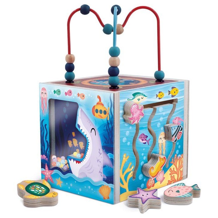 Jouer et Apprendre Cube Sensoriel - Cube multi-activités - LISCIANI - Univers marin