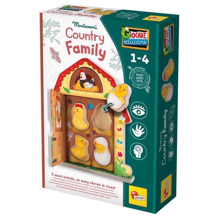 Jouer et Apprendre Famille de la Campagne - Jeu d'éveil en bois - LISCIANI - Logique et imagination